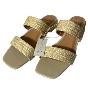 Joie “Niki” Braided Straw Low Block-Heel Sandals • NWT • Size 9